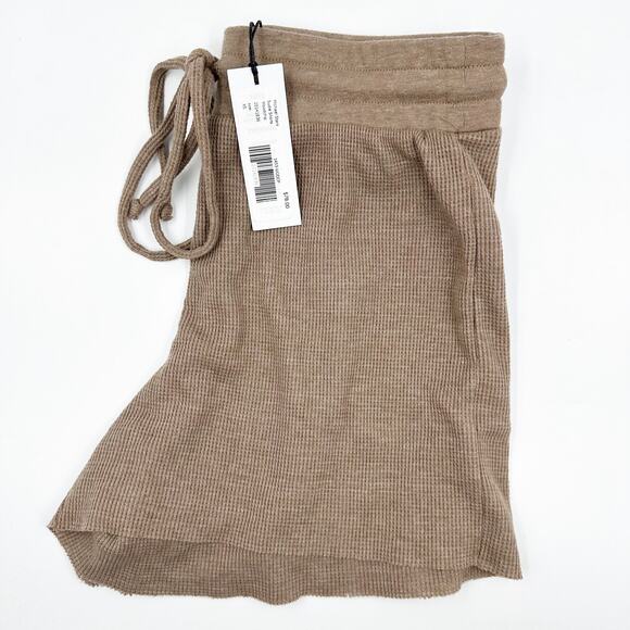 Michael Stars Pants - Michael Stars Sudie Thermal Waffle Knit Shorts in Woodchip Style# 1453-WODCPu XS